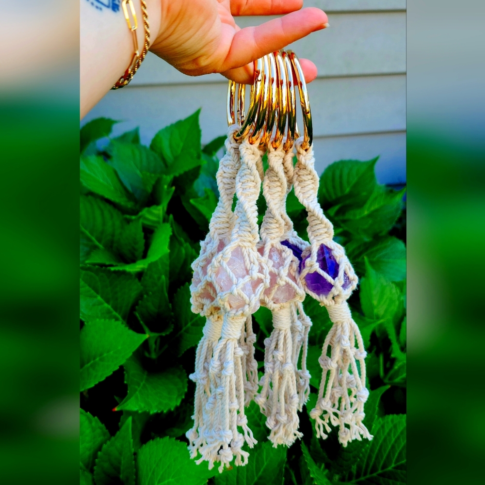 Raw Amethyst | Rose Quartz | Hanging Crystal | Car Accessory | Window Charm